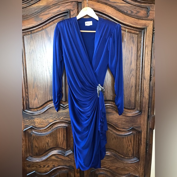 Vintage Abby Kent Blue Dress with Bead Detail Size 8 - Picture 7 of 7